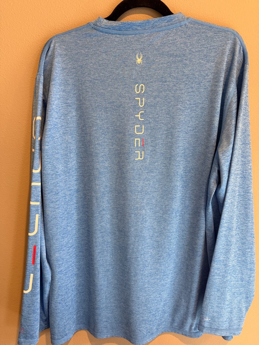 Spyder Men’s Long-Sleeve Sun Tee in Heather Blue with White Logo - Picture 2 of 6